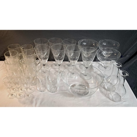 Princess House Other - Vintage Princess House Heritage Crystal Irish Coffee Mugs Etched Floral Pattern